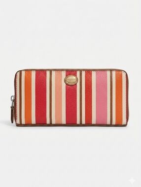 Coach Peyton Multi Stripe Accordian Wallet